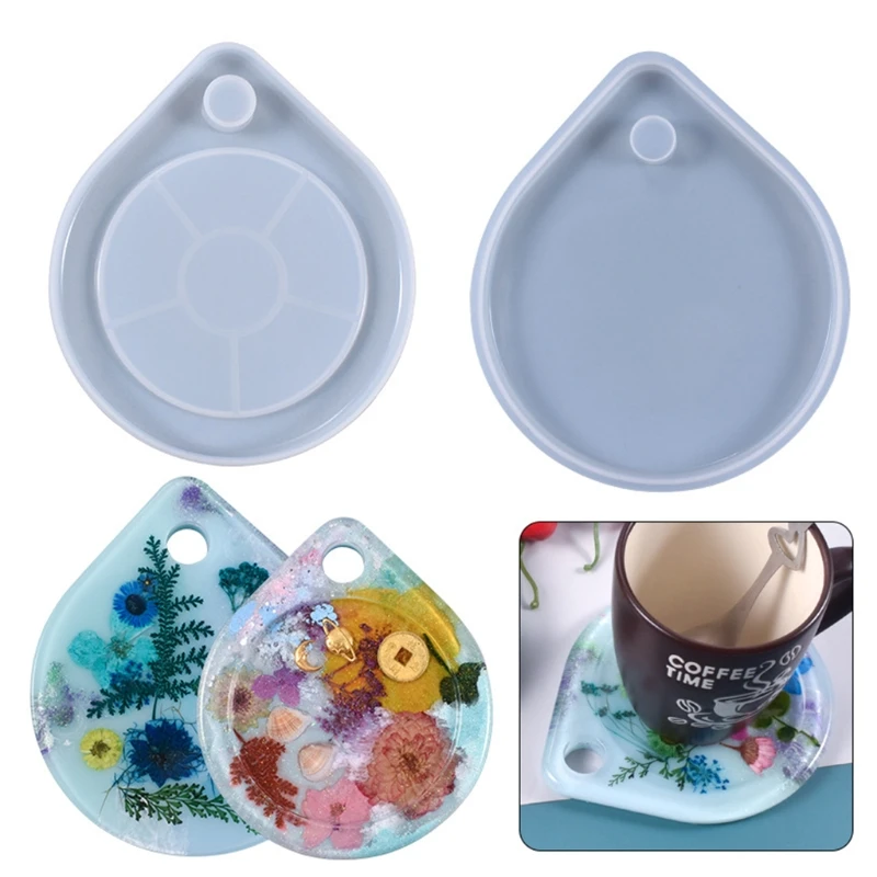

R58E Water Droplets Coaster Epoxy Resin Mold Cup Mat Casting Silicone Mould DIY Crafts Jewelry Placemat Plate Home Decorations