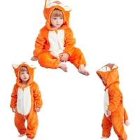 cute baby rompers for boys girls clothes fox cartoon one pieces flannel crawl costume pajamas infant jumpsuit kigurumi outfit