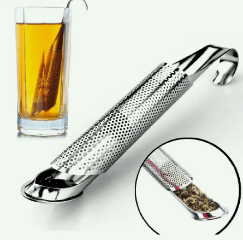

1pcs Kitchen Accessories new Tea Strainertainless Steel Infuser Pipe Design Touch Feel Holder Tool Tea Spoon Infuser Filter