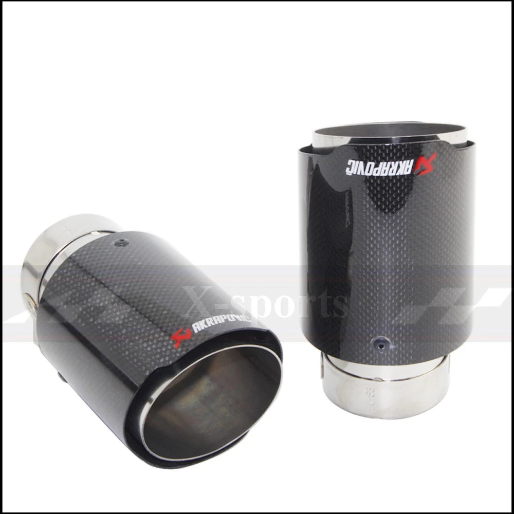 Akrapovic гладкая ткань Глянцевая углеродная выхлопная система автомобиля глушитель обычный наконечник хвостовые трубы универсальные прямые серебряные из нержавеющей стали