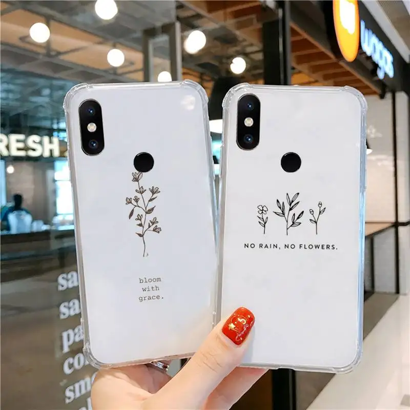

Great Aesthetic Flower art Phone Case Transparent For Xiaomi CC 9 11 MAX3 Mix3 MIX2 6X 8 5x 10S 11 10 X SE lite Pro