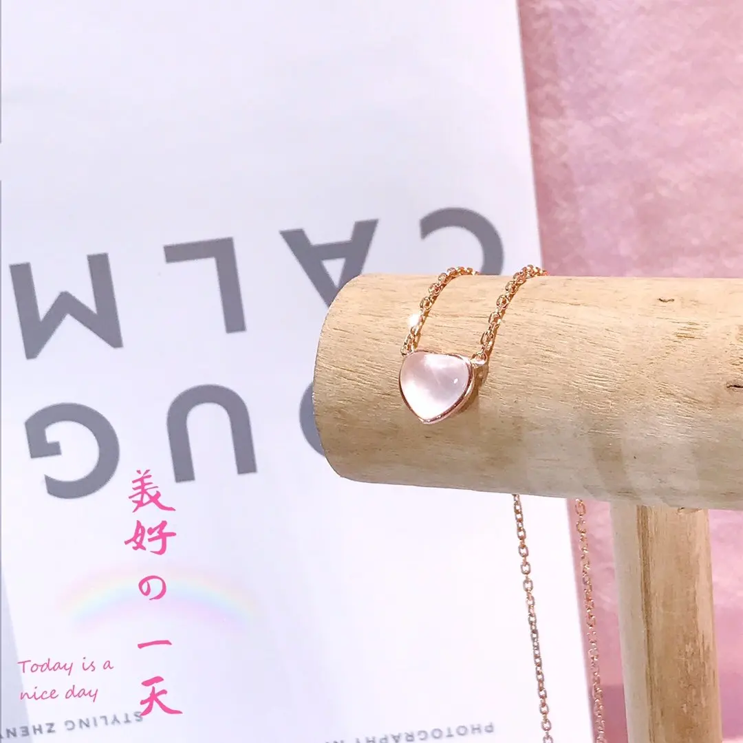 Женское колье-чокер с розовым кристаллом из серебра 925 пробы подвеской в виде