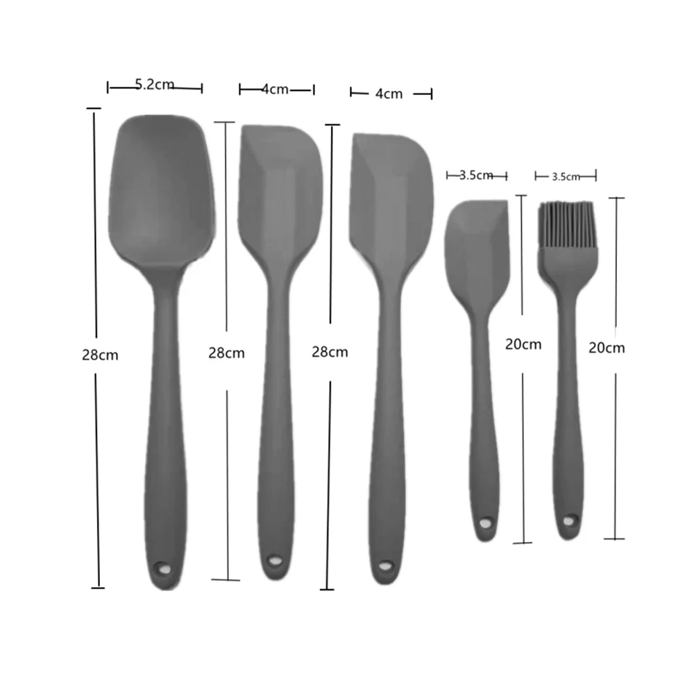 

5 Pcs Silicone BBQ Set Pastry Spatula Set Non-Stick Rubber Spatula Oil Brush Heat-Resistant Spatula for Kitchen Cooking Set