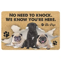 cloocl the pugs doormats 3d graphic no need to knock we know youre here indoor outdoor doormat kitchen mat