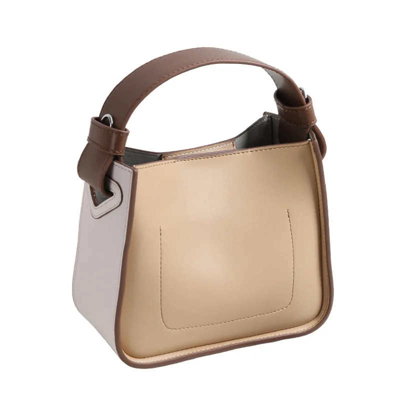 

Genuine leather women bags Female color matching fashion shoulder bag cowhide leather bucket bag GN-SB-xkstzm