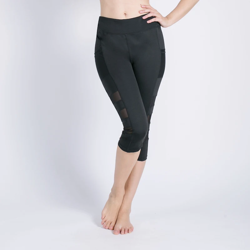 Женские лоскутные леггинсы летние дышащие сетчатые штаны-капри с карманами и