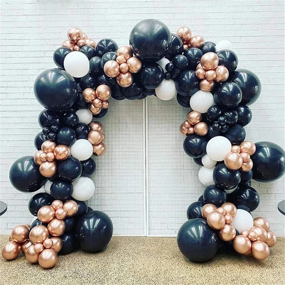 Guirnalda de globos de Metal negro y dorado, Kit de arco para boda, fiesta de cumplea&ntilde;os, Macaron, globo de migas de l&aacute;tex, decoraci&oacute;n-5