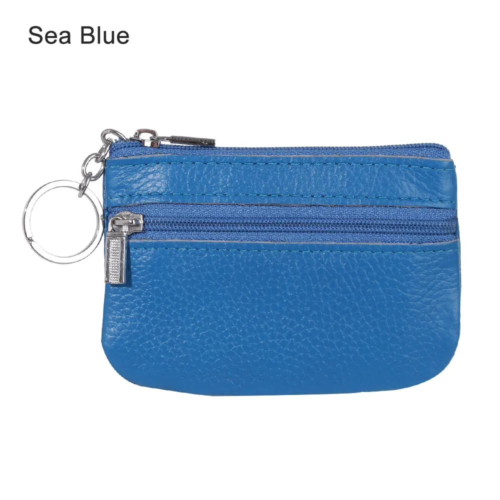 sea blue Кожаный кошелек для монет, женский маленький кошелек, кошелек для мелочи, мини-кошелек на молнии, сумки для денег, детские карманные кошельки, держатель для ключей, Carteira - Цвет: sea blue