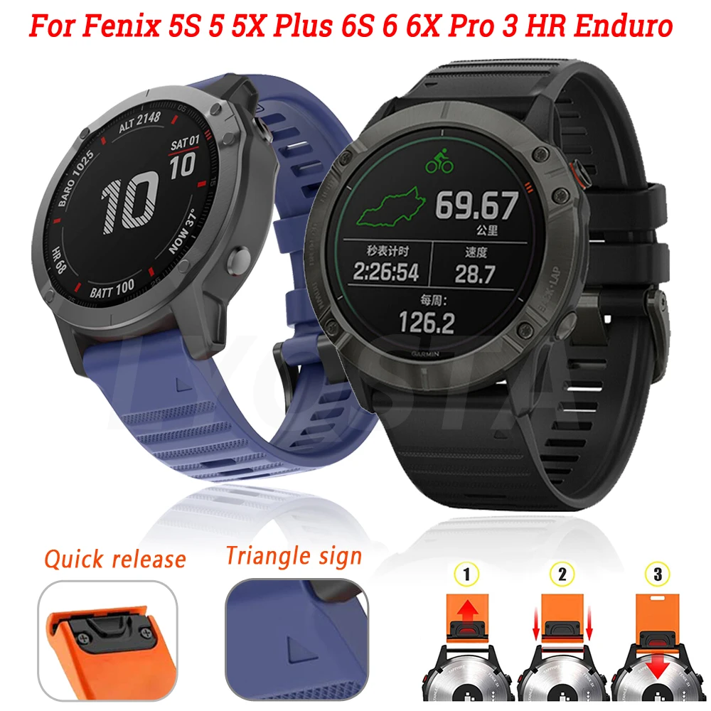 

Ремешок силиконовый для Garmin Fenix 6 S 6 6X Pro 5 5S 5X Plus 3HR Fenix6, быстросъемный браслет для наручных часов Easyfit, 26 20 22 мм