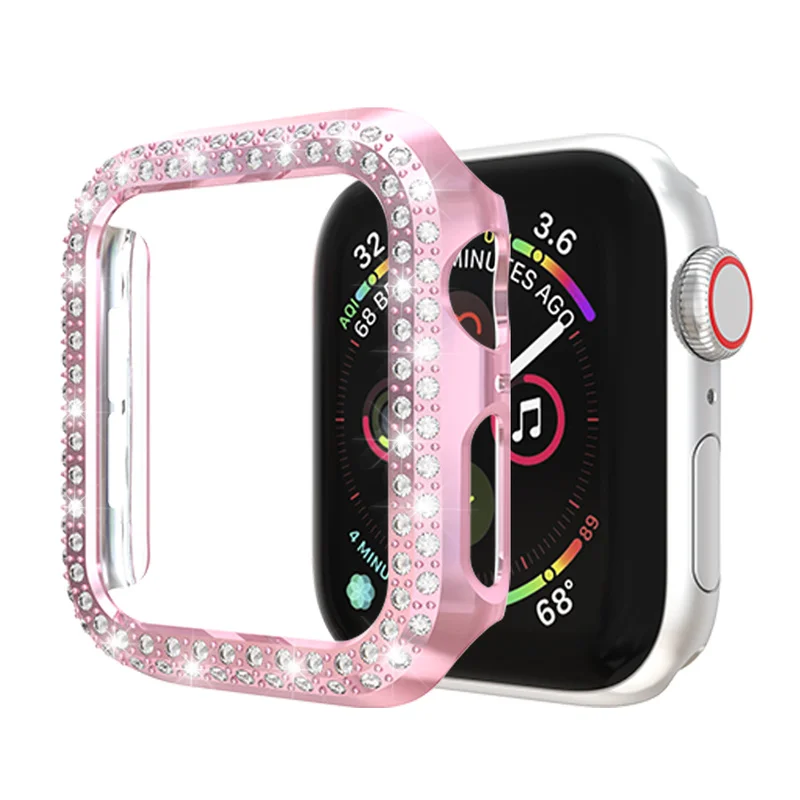Двухрядный Алмазный чехол для часов Apple Watch 38 мм 42 40 44 IWatch серии 5 4 3 2 1 Блестящий