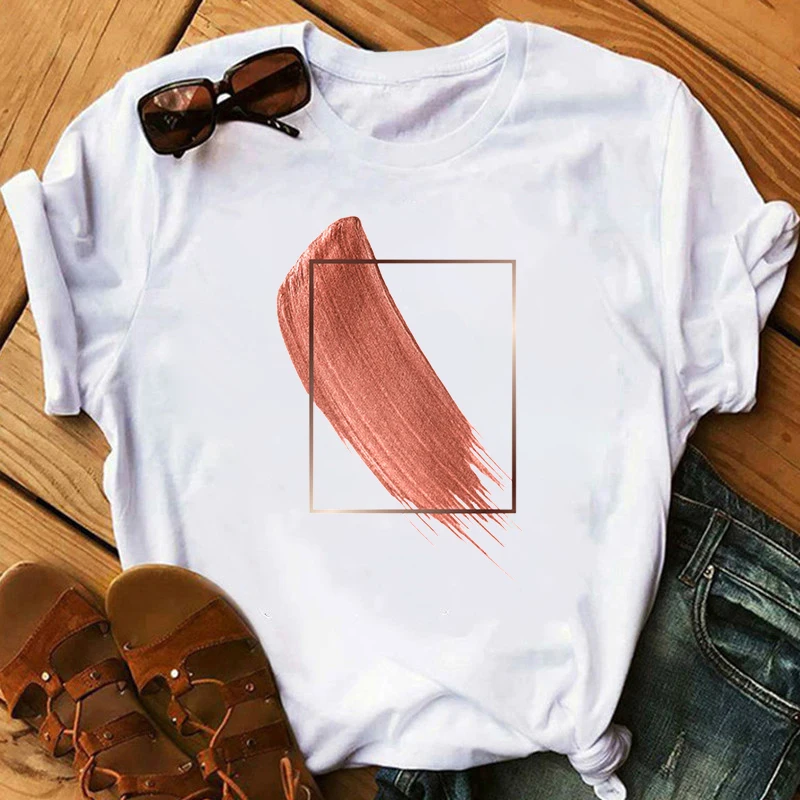 

Geometry color block Print T Shirts Women Harajuku Ullzang Fashion T-shirt 90s Graphic Funny Print Tshirt Summer Top Tee Female