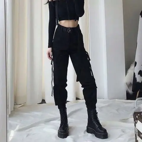 Женские брюки 2019 весна лето Модные однотонные с высокой талией свободные