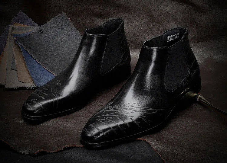 Модные мужские классические ботинки из 100% натуральной кожи роскошные