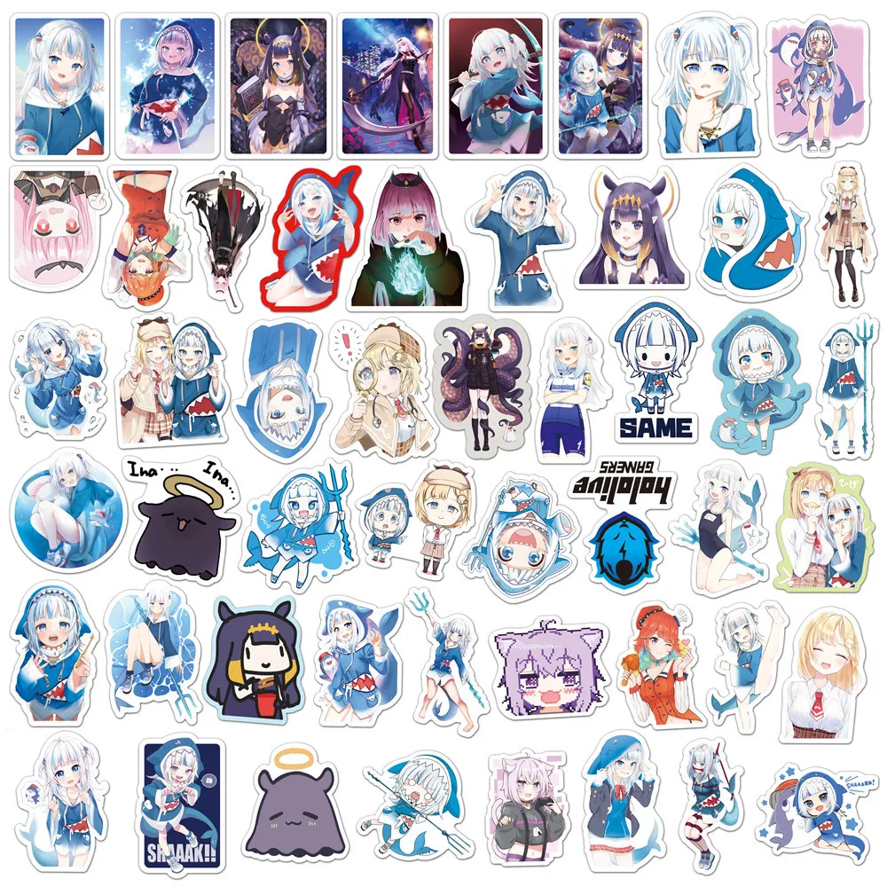 Hololive vtuber-pegatinas impermeables de PVC para equipaje, pared, coche, port&aacute;til, bicicleta, motocicleta, Notebook, juguetes, pegatinas, 10/50 Uds.-5