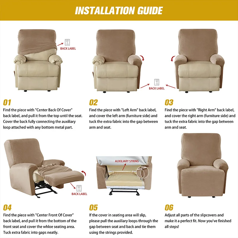 Velvet Plush Recliner Cover Split Design Stretch Lazy Boy Chair Lounger Single Seater Couch Sofa Slipcover Armchair Covers | Дом и сад