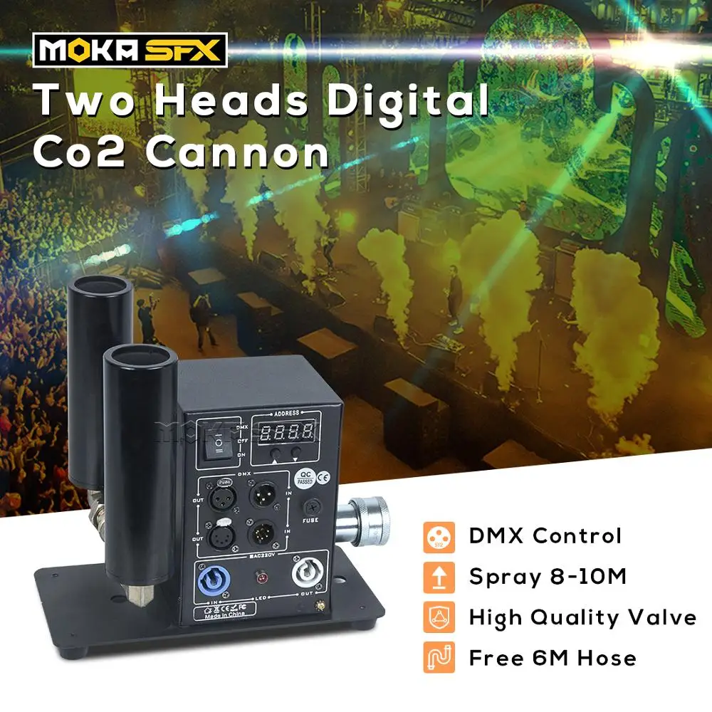 Машина Co2 Jet DMX512 с управлением двойным соплом цифровая Cannon cyro сильным эффектом