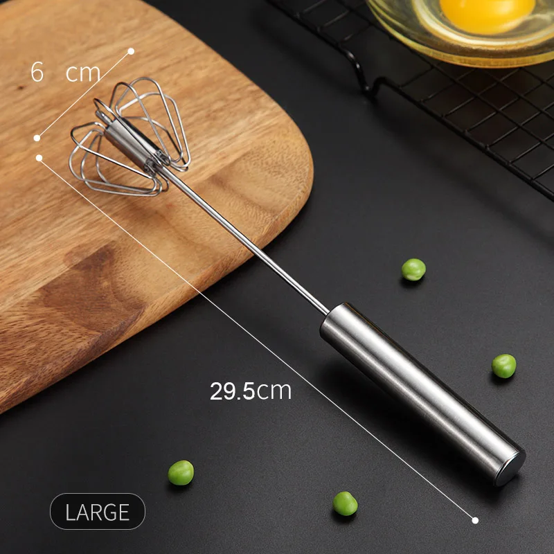 

Rotary Egg Beater Semi-automatic Mixer Stainless Steel Hand Whisk Self Turning Egg Stirrer Foamer Frother Kitchen Baking Tools