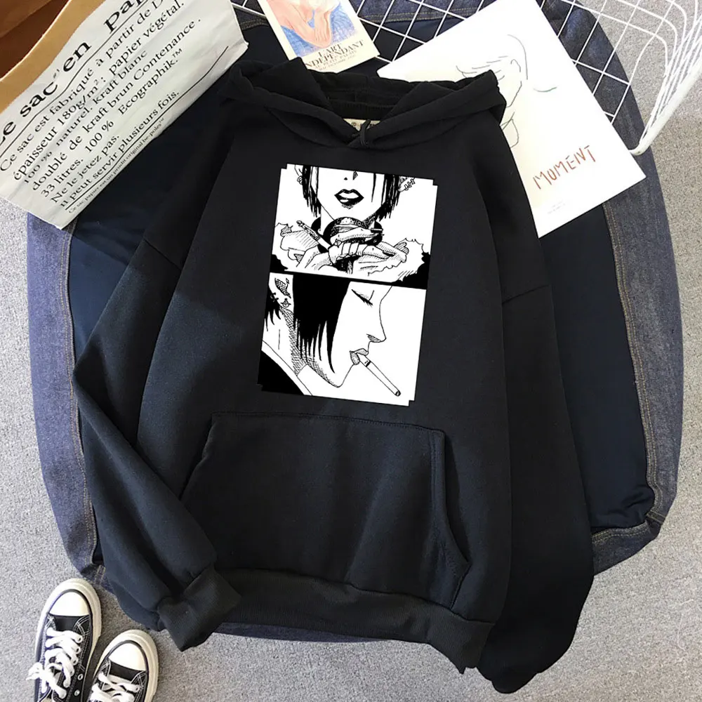 

Pure Cotton Trendy women Nana Manga hoodie Sleeved Cotton Harajuku Streetwear pullover Ren Honjo Printed sweatshirt Spring coat