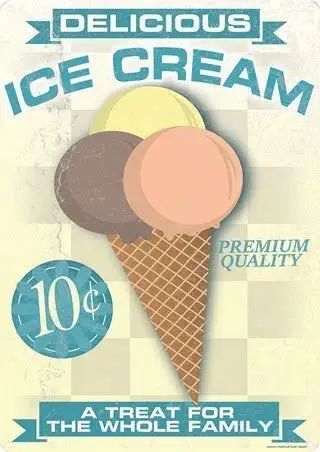 

Delicious Ice Cream Tin Sign Vintage Funny Creature Iron Painting Metal Plate Personality Novelty