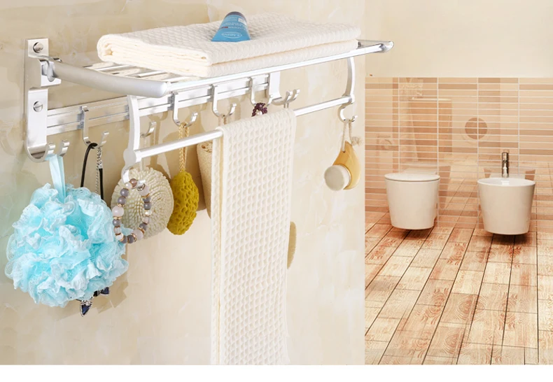 

Rack hanger bathroom rack hook bathroom shower towel rack space aluminum toilet free punching bathroom