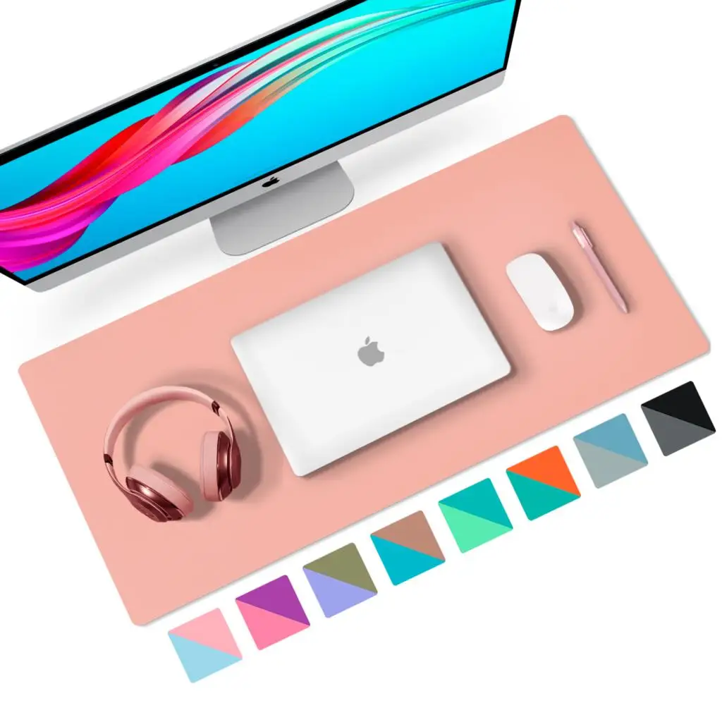 double side pu leather desk pad mat computer table keyboard mat gaming mouse pad large laptop mat gamer mousepad for office free global shipping