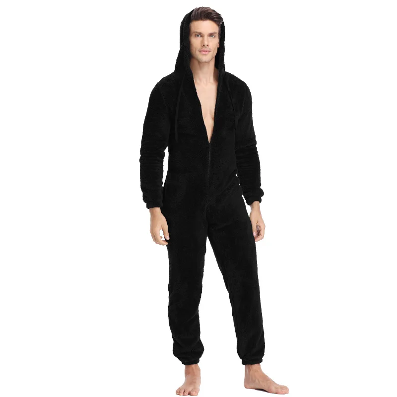 untos de pijama com capuz de kigurumi para adultos pijamas de l de pelcia para homens