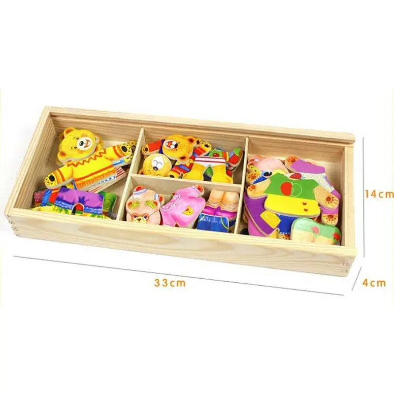 Развивающая настольная игра переодевание медведя мозаика деревянные пазлы