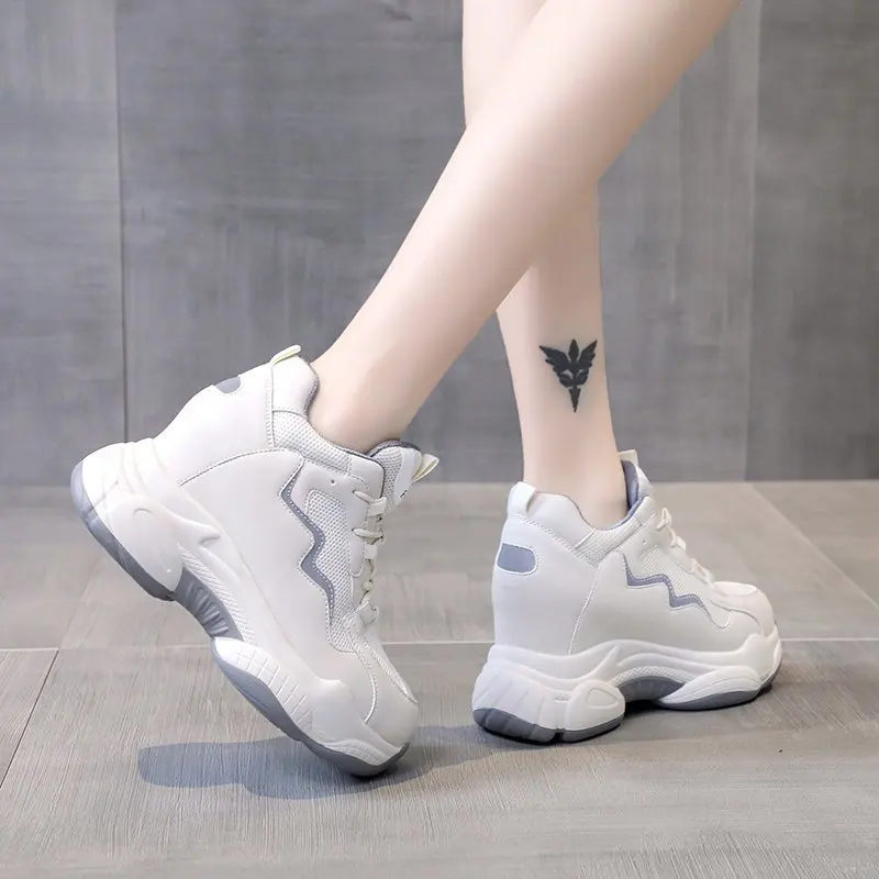 

Women Chunky Sneakers 2020 Fashion Platform Sneakers Ladies Brand Wedges Casual Shoes For Woman Leather Sports Dad Shoe 8cm eu40