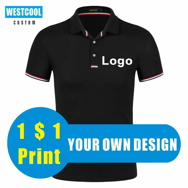 

Custom Polos Heat transfer Print Your Own Design Embroidery Polo Shirt Custom Logos Photo Casual Business Company Tops WESTCOOL