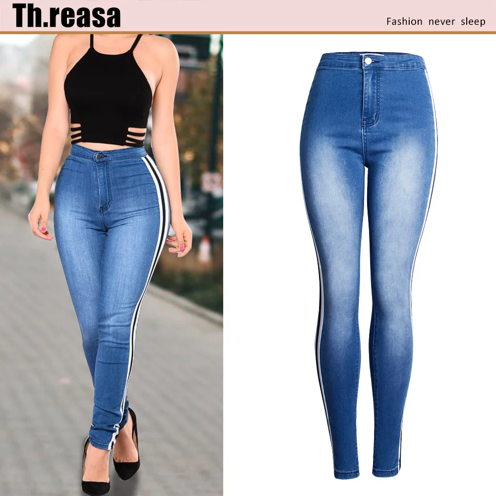 European and American Foreign Trade New Autumn and Winter Models Stitching Pants Female High Waist Stretch Slim Pencil Pants