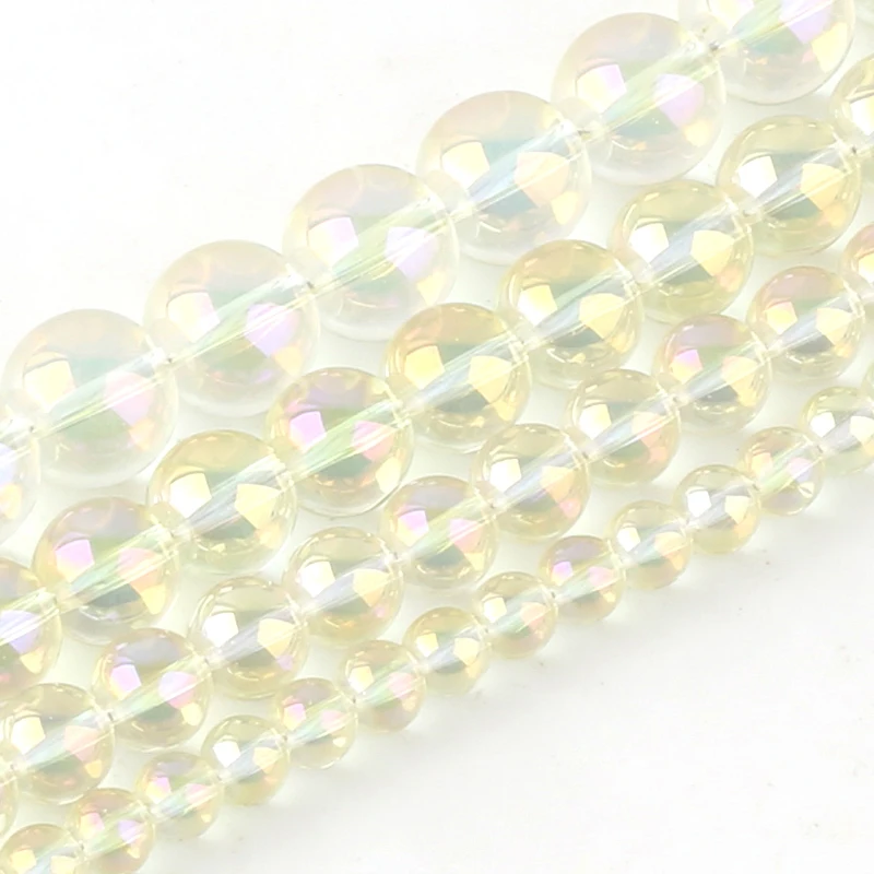 

Yellow Austria Crystal Glitter Moonstone Beads Round Loose Spacer Beads For Jewelry Making DIY Chrams Necklace Bracelet 6/8/10mm