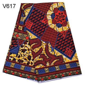 V617 Анкара африканская восковая ткань pagne хлопок высокое качество настоящий голландский вощеная ткань нигерийская женское платье свадебное 6 ярдов - Цвет: V617