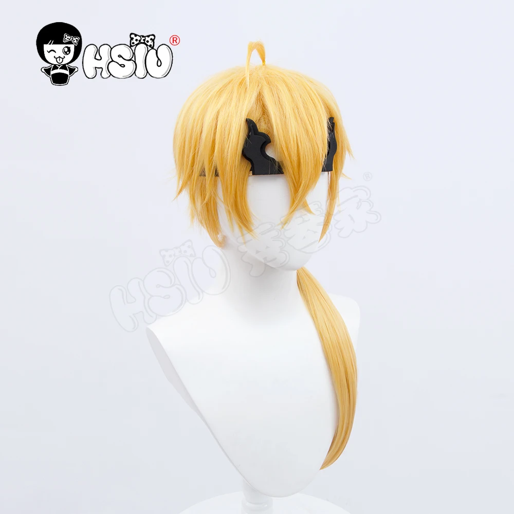 

Thoma косплей парик игра Genshin влияние Косплей hhsiu synthetic волоконный Синтетический Парик желтый длинный конский хвост волосы Свободный парик шап...