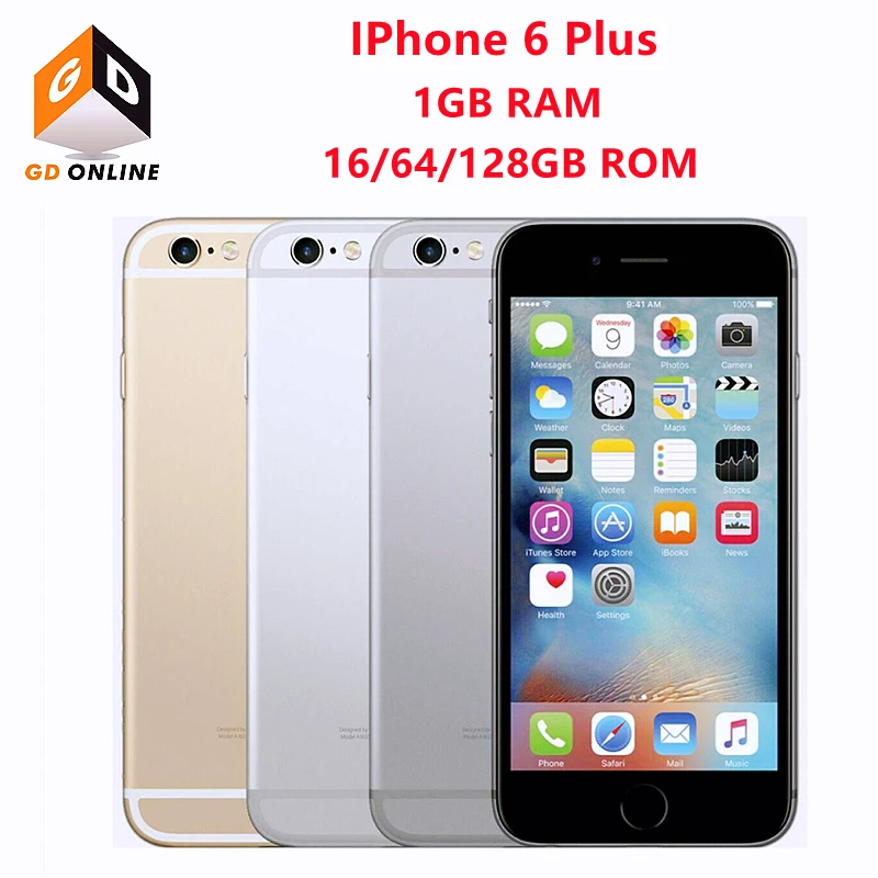 Original Apple iPhone 6 Plus 5,5 "IOS A8 8MP 1GB de RAM/16/64/128GB ROM Dual Core huella dactilar teléfono celular 4G LTE Smartphone