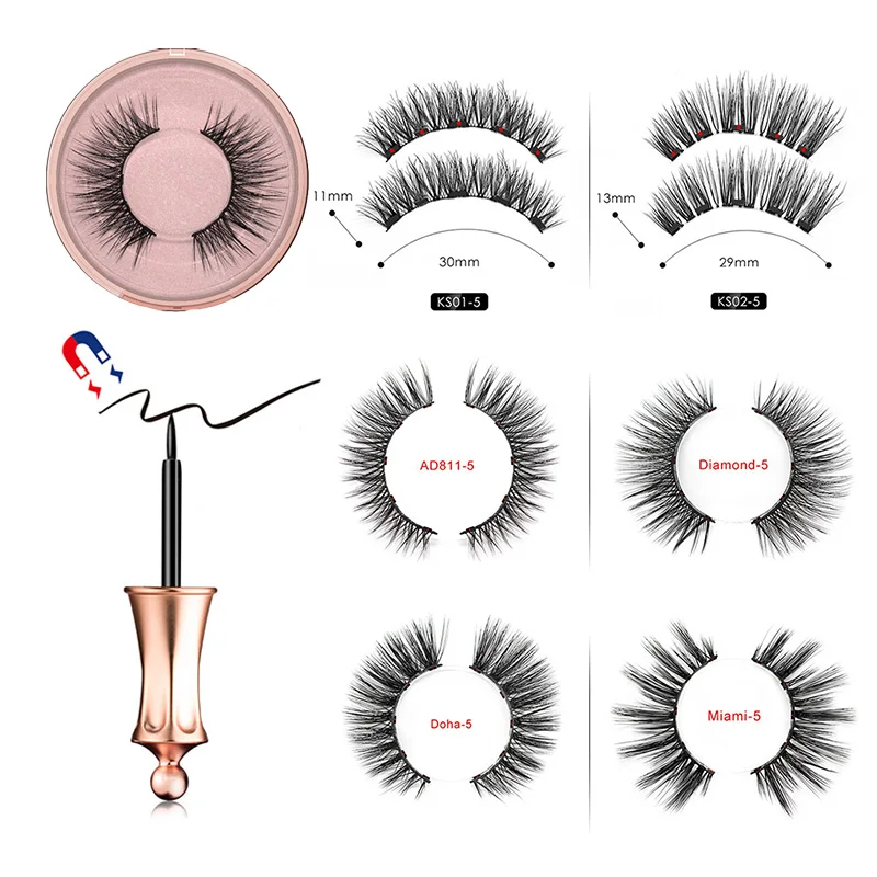 Магнитные накладные ресницы Пинцет Набор Длительное удлинение магнит жидкая