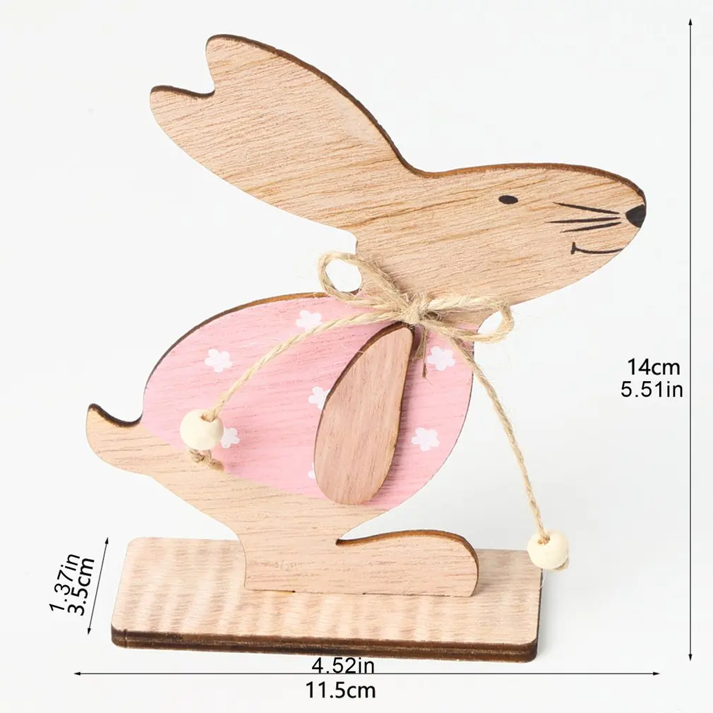 

14cm Easter Bunny Ornament Wood Craft Easter Day Cute Rabbit Toys for Kids Easter Holiday Home Decorations