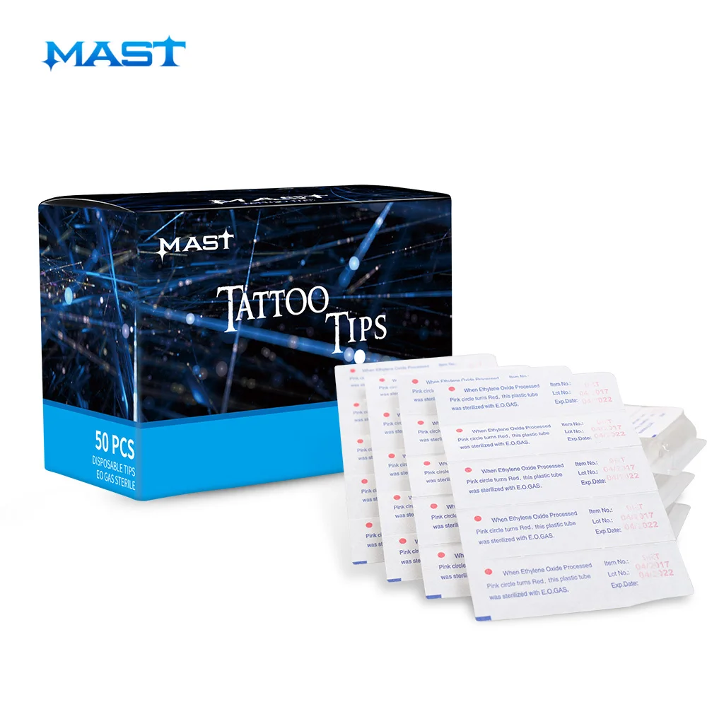 50 шт Прозрачные стерильные одноразовые насадки для тату пластиковый Стерильный