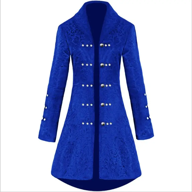 Женское жаккардовое пальто в стиле стимпанк с заклепками и длинным рукавом