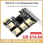 Золотая PCI-E карта-адаптер PCI-E X1X4X8X16 с 1 на 4 портами USB, усилитель концентратора, карта расширения, конвертер для майнинга