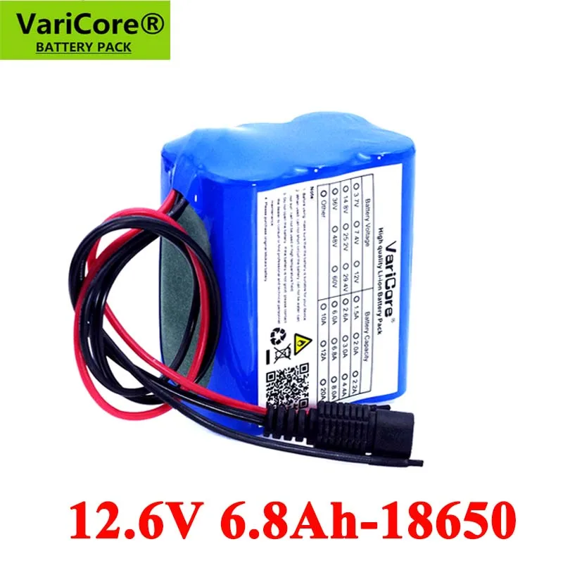 

VariCore 12V 6800mAh 18650 Lithium Battery pack 12.6V Rechargeable batteries With PCB Protective plate CCTV Cam Monitor UES