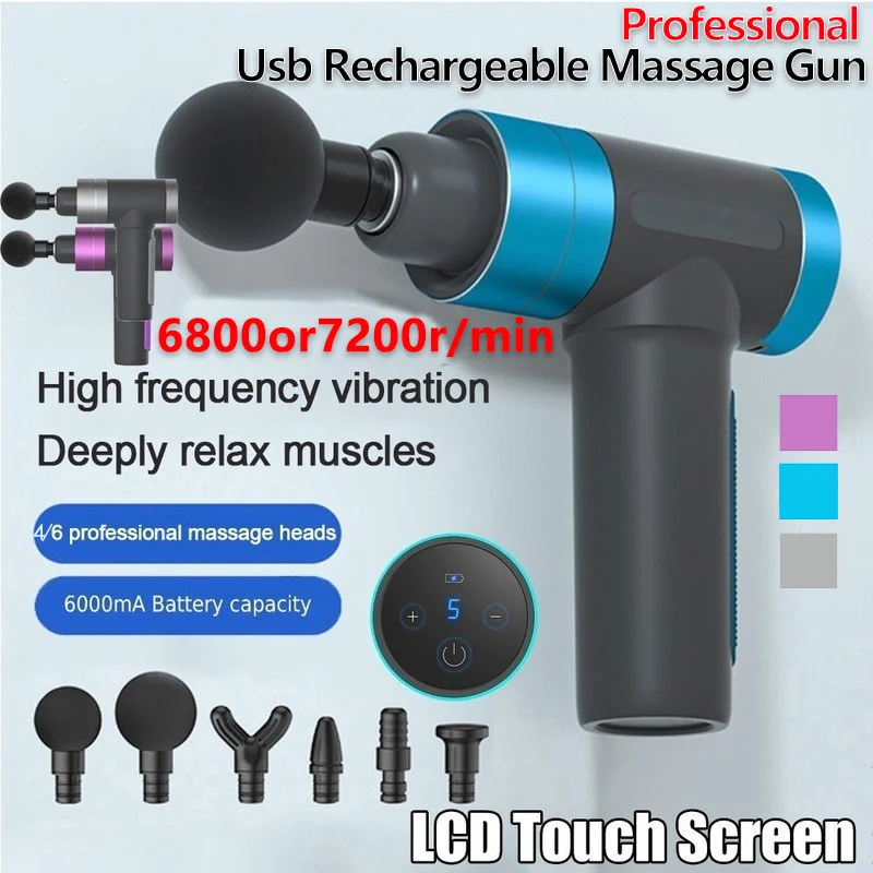 

Новейший пистолет для расслабления мышц 6800/7200r, массажный пистолет для расслабления мышц и тела с электрошоком и зарядкой от Usb