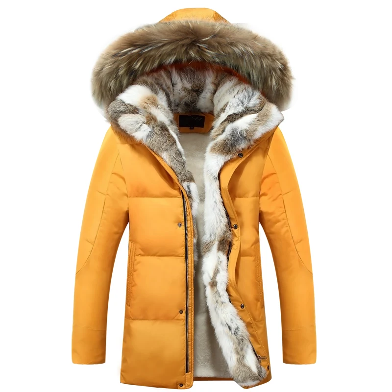 

Winter Men Down Jacket with Real Fur Fashion Casual Down Parka Men Thicken Hooded Couple Jackets Women Down Coats Plus Size 5XL