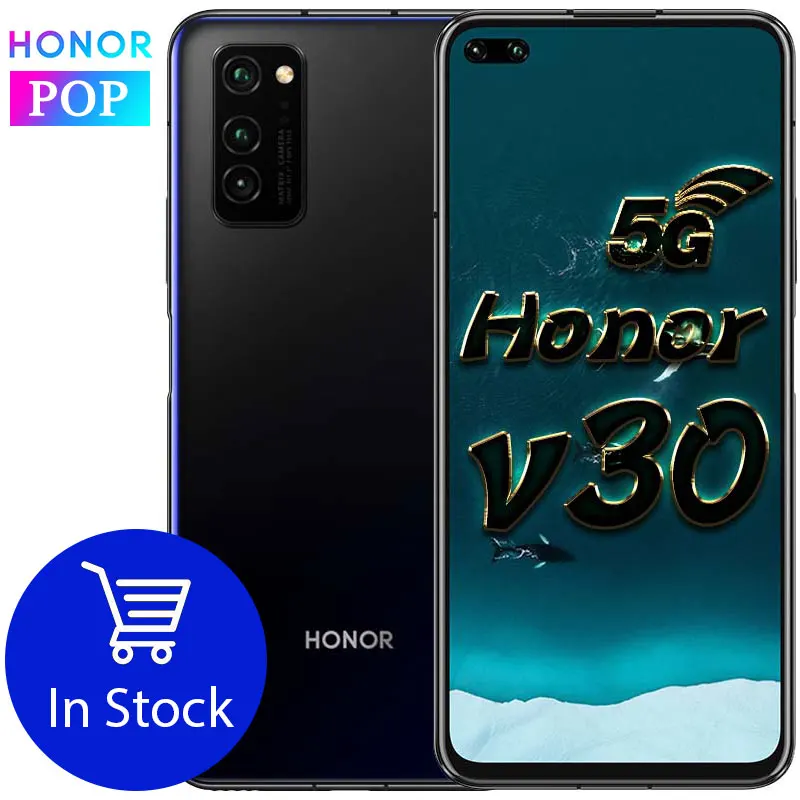 HONOR вид 30 Honor V30 5G мобильный телефон 6 57 inch 8 ГБ 128 Kirin 990 Octa Core Android 10 SA/НСА 40 Вт