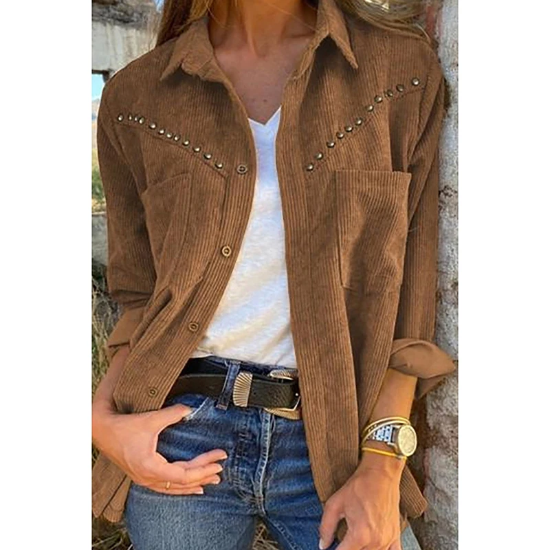 

Women Pockets Blazer Coat Autumn Winter 2021 Turn-down Collar Long Sleeve Slim Ribber Blazers New Female Office Suit Coat