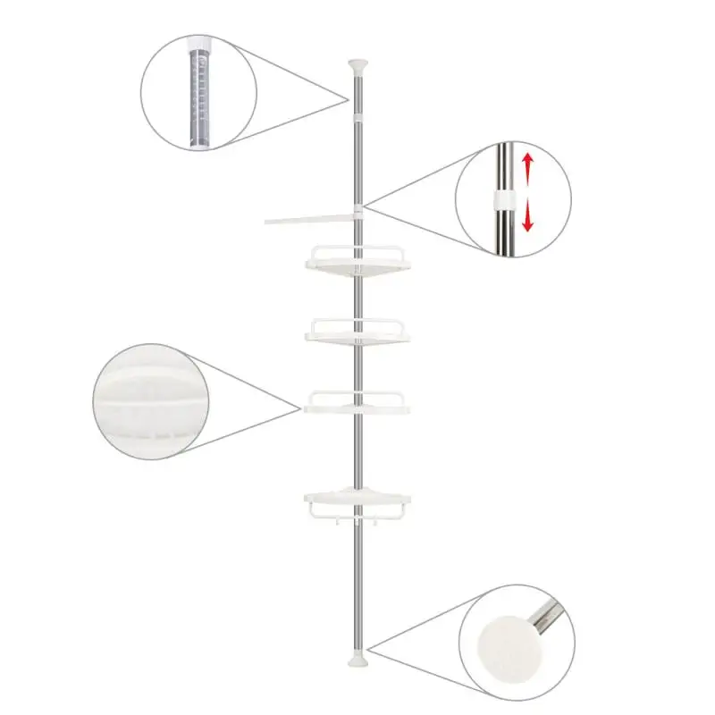 

Bathroom Shelves Eckregal Installation-free 4-layer Stainless Steel Bathroom Triangle Shelf (plastic Tray) Bathroom Fixture