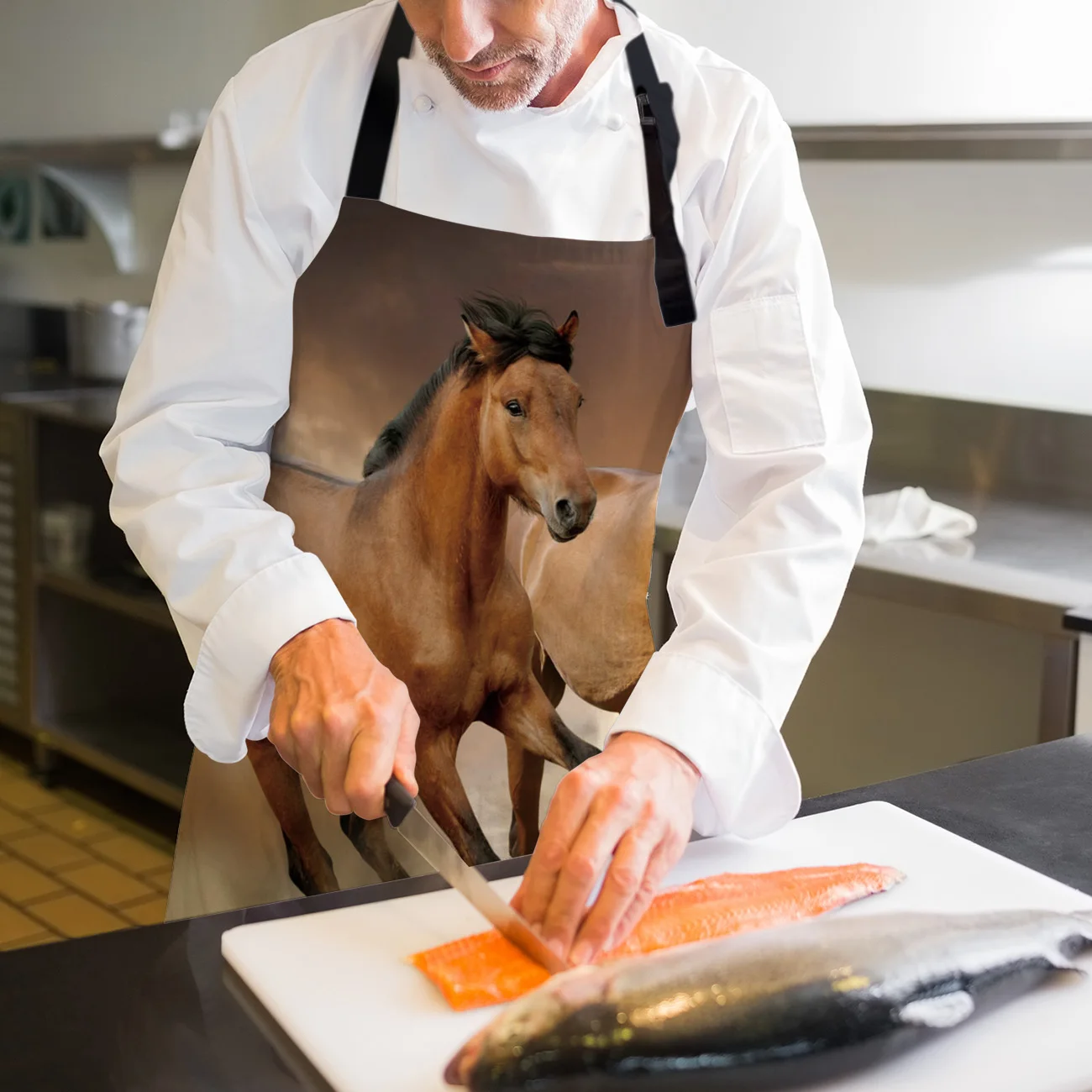 Kitchen Apron Brown Running Horse Animal Adjustable Bib Canvas Aprons For Women Cooking Baking Restaurant Kids Pinafore | Дом и сад