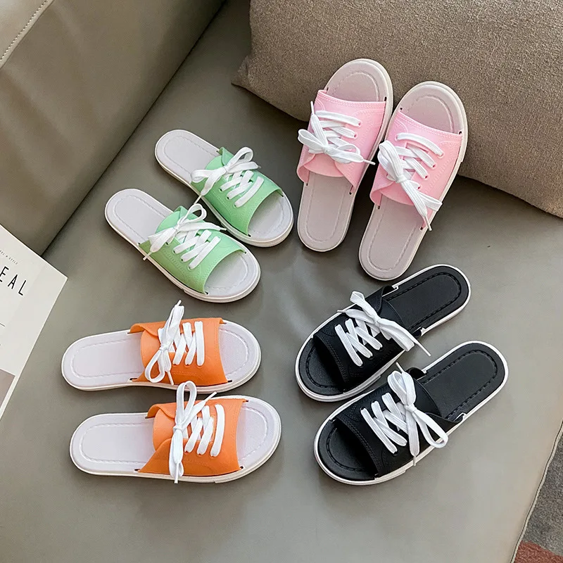 

2021 New Lace-up Adjustable Slippers Women's Outer Wear Fashion Autumn and Summer Wear Wear-resistant Non-slip Lazy Shoes