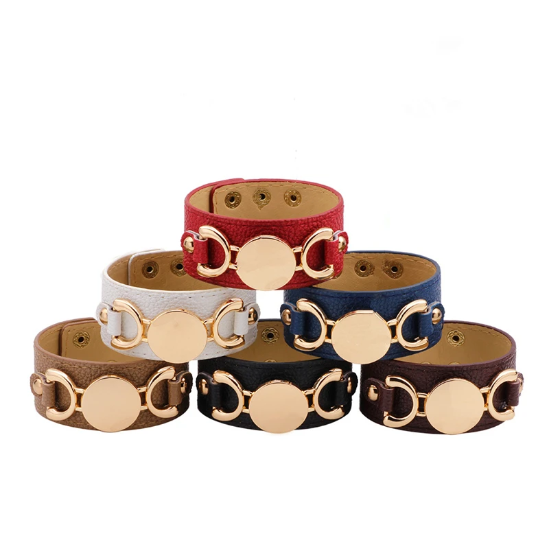 Модный женский браслет Heeda Kpop с большим именем широкий из искусственной кожи