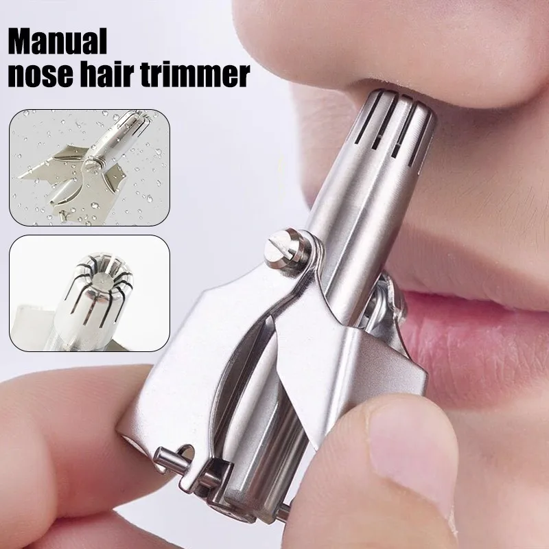 

Stainless Steel Manual Trimmer Nose Trimmer Clipper for Nose Vibrissa Razor Shaver Washable Portable Men's Nose Ear Hair Remover
