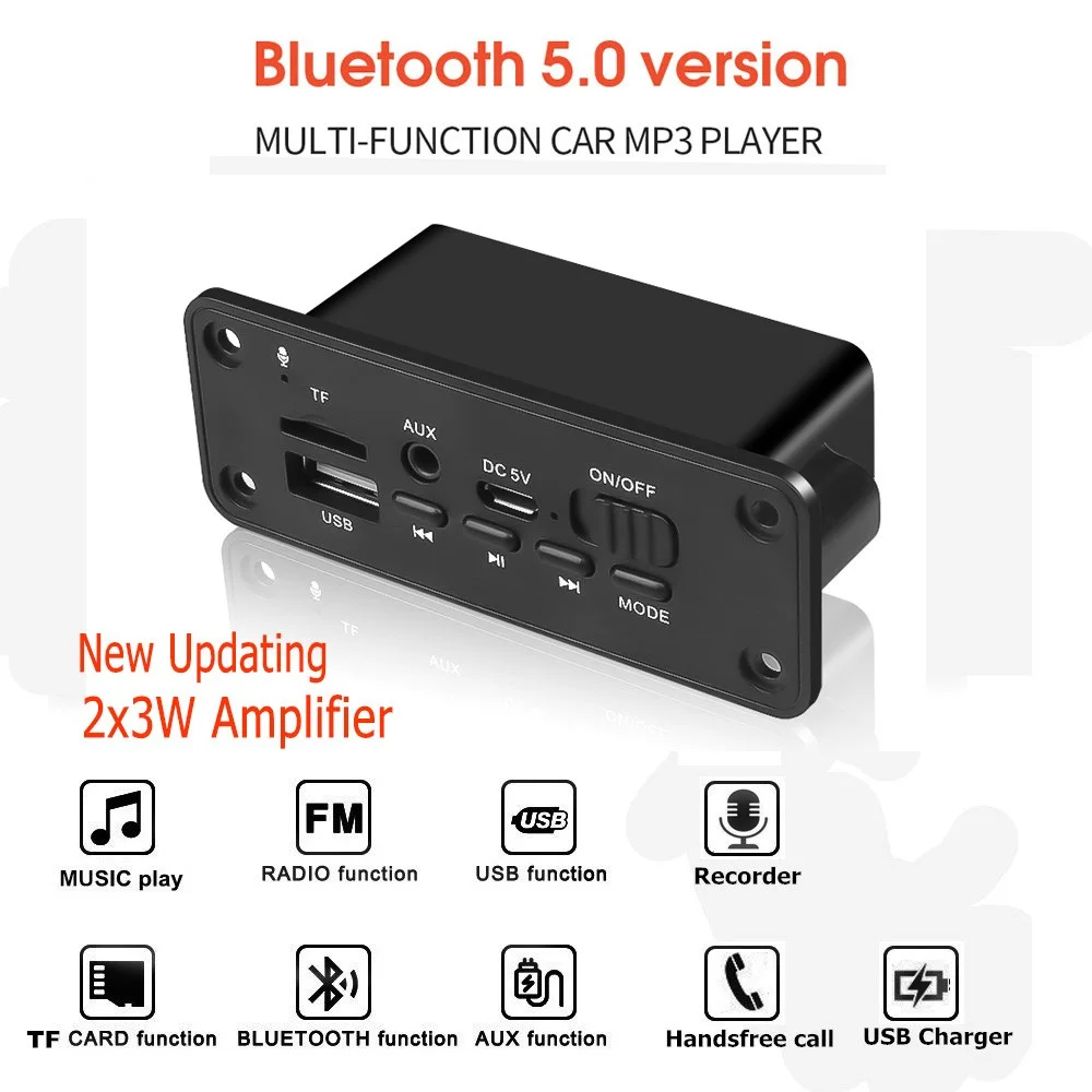 Mp3 плеер с микрофоном Bluetooth 5 0 2*3 Вт FM радио AUX 3 мм|MP3-плеер для авто| |